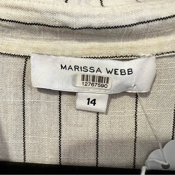 Marissa Webb Collective‎ Tie Waist Linen Midi Dress women size 14 EUC RtR - Picture 11 of 16